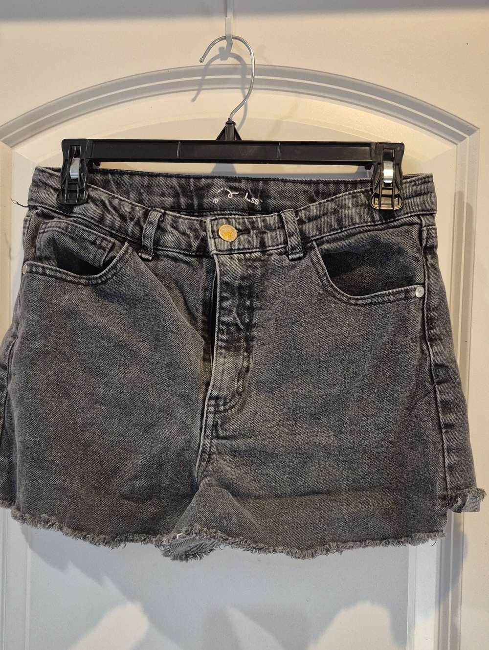 Girls Washed Black Denim Shorts - Classic High-Rise Style
